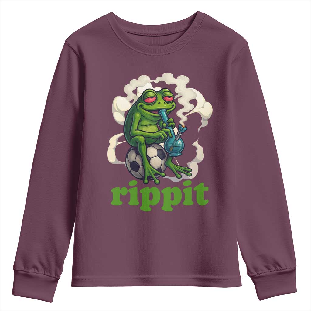 Rippit Stoner Frog Youth Sweatshirt Smoking Weed Pot Marijuana Cannabis 420 - Wonder Print Shop