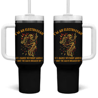 Funny Skeleton Electrician Tumbler With Handle I Am An Electrician If I Dance Without Music