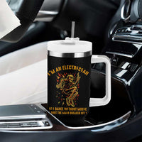 Funny Skeleton Electrician Tumbler With Handle I Am An Electrician If I Dance Without Music
