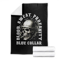 Skull Smoking Throw Blanket Blood Sweat Profanity Blue Collar - Wonder Print Shop