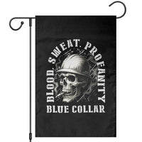Skull Smoking Garden Flag Blood Sweat Profanity Blue Collar - Wonder Print Shop