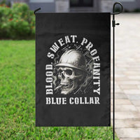 Skull Smoking Garden Flag Blood Sweat Profanity Blue Collar - Wonder Print Shop