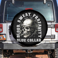 Skull Smoking Spare Tire Cover Blood Sweat Profanity Blue Collar - Wonder Print Shop