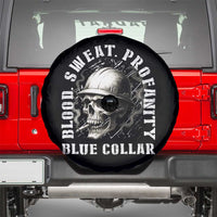 Skull Smoking Spare Tire Cover Blood Sweat Profanity Blue Collar - Wonder Print Shop