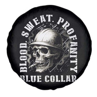 Skull Smoking Spare Tire Cover Blood Sweat Profanity Blue Collar - Wonder Print Shop