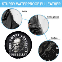Skull Smoking Spare Tire Cover Blood Sweat Profanity Blue Collar - Wonder Print Shop