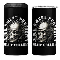 Skull Smoking 4 in 1 Can Cooler Tumbler Blood Sweat Profanity Blue Collar