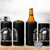 Skull Smoking 4 in 1 Can Cooler Tumbler Blood Sweat Profanity Blue Collar