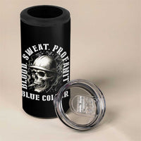 Skull Smoking 4 in 1 Can Cooler Tumbler Blood Sweat Profanity Blue Collar