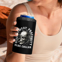 Skull Smoking 4 in 1 Can Cooler Tumbler Blood Sweat Profanity Blue Collar
