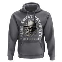 Skull Smoking Hoodie Blood Sweat Profanity Blue Collar - Wonder Print Shop
