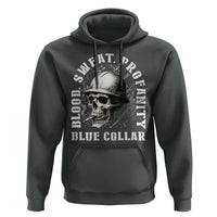 Skull Smoking Hoodie Blood Sweat Profanity Blue Collar - Wonder Print Shop