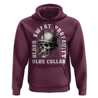Skull Smoking Hoodie Blood Sweat Profanity Blue Collar - Wonder Print Shop