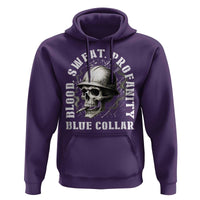 Skull Smoking Hoodie Blood Sweat Profanity Blue Collar - Wonder Print Shop