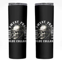 Skull Smoking Skinny Tumbler Blood Sweat Profanity Blue Collar