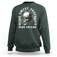 Skull Smoking Sweatshirt Blood Sweat Profanity Blue Collar - Wonder Print Shop