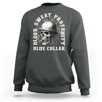 Skull Smoking Sweatshirt Blood Sweat Profanity Blue Collar - Wonder Print Shop