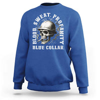 Skull Smoking Sweatshirt Blood Sweat Profanity Blue Collar - Wonder Print Shop
