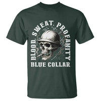 Skull Smoking T Shirt Blood Sweat Profanity Blue Collar - Wonder Print Shop