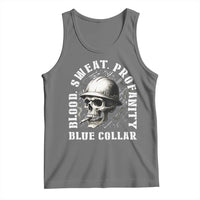 Skull Smoking Tank Top Blood Sweat Profanity Blue Collar - Wonder Print Shop