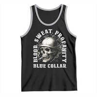 Skull Smoking Tank Top Blood Sweat Profanity Blue Collar - Wonder Print Shop