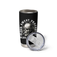 Skull Smoking Tumbler Cup Blood Sweat Profanity Blue Collar