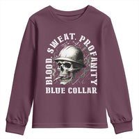 Skull Smoking Youth Sweatshirt Blood Sweat Profanity Blue Collar - Wonder Print Shop