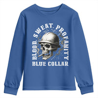 Skull Smoking Youth Sweatshirt Blood Sweat Profanity Blue Collar - Wonder Print Shop