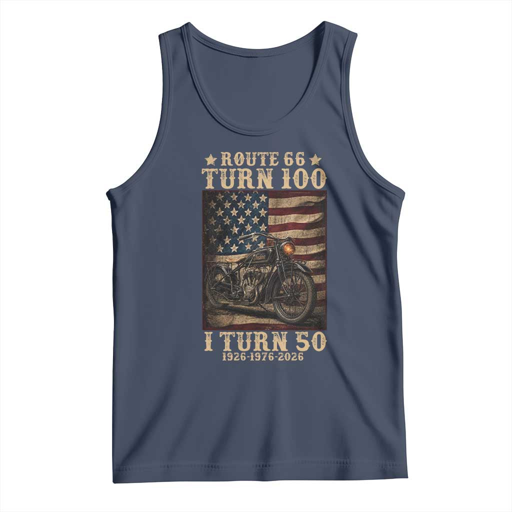Route Highway 66 Turn 100 I Turn 50 Tank Top Vintage 1976 Road Sign Motorcycle Lover 50th Birthday Gift