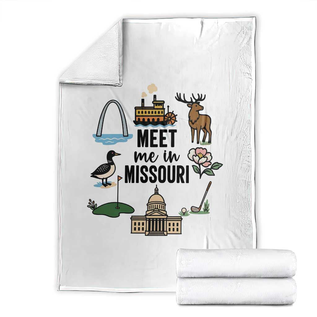 Meet Me in Missouri State Map Souvenir Throw Blanket