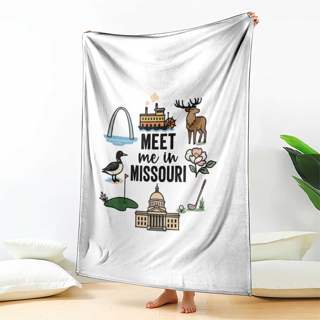 Meet Me in Missouri State Map Souvenir Throw Blanket