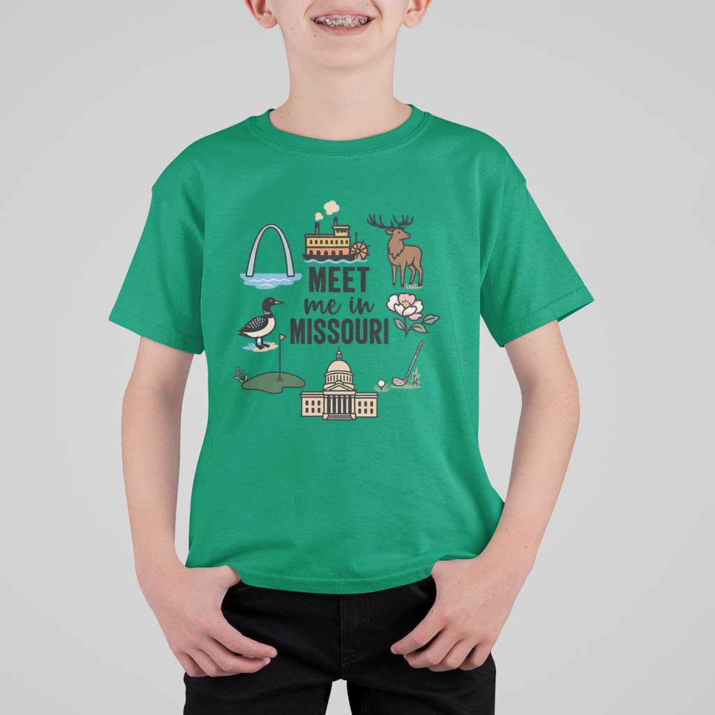 Meet Me in Missouri State Map Souvenir T Shirt For Kid
