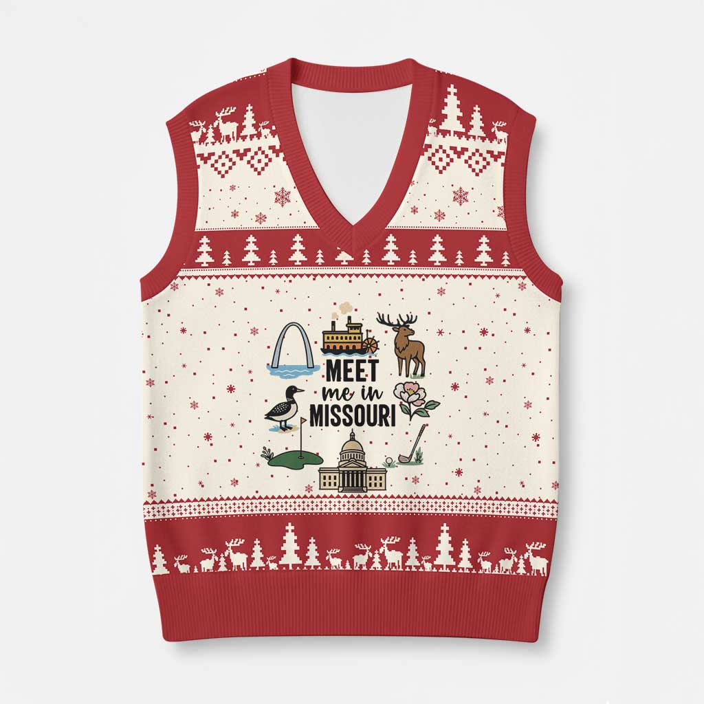 Meet Me in Missouri State Map Souvenir V-Neck Knit Sweater Vest
