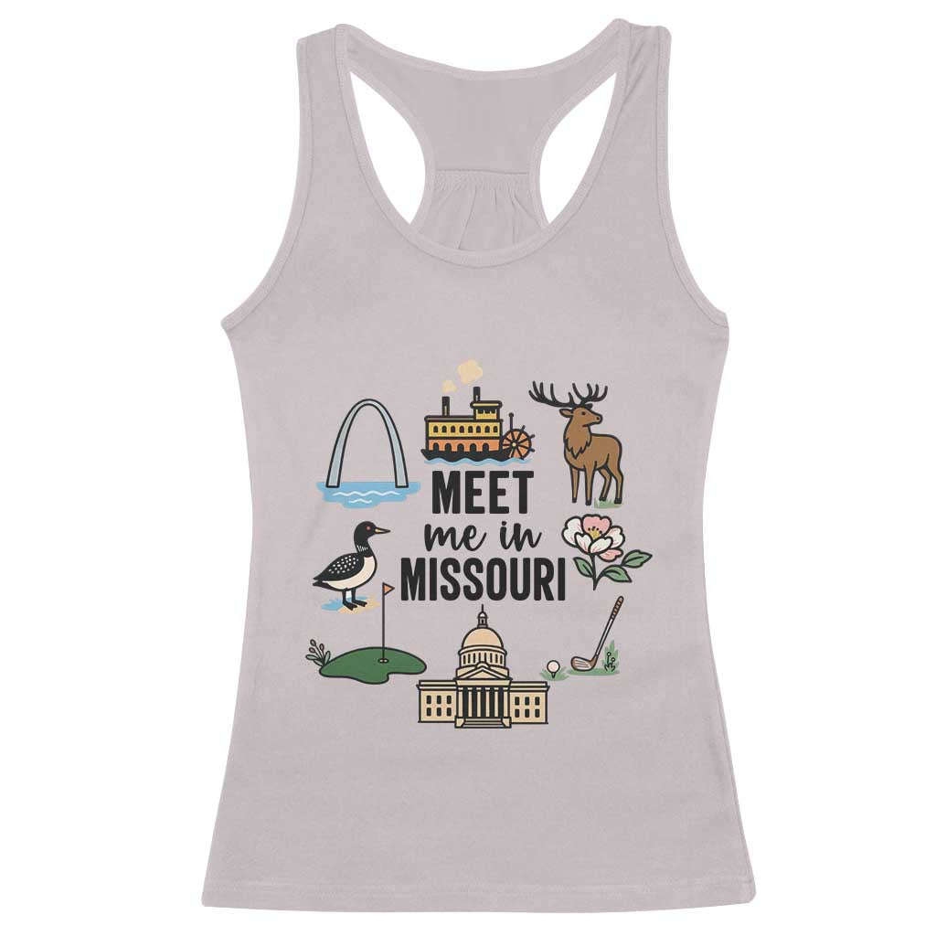 Meet Me in Missouri State Map Souvenir Racerback Tank Top