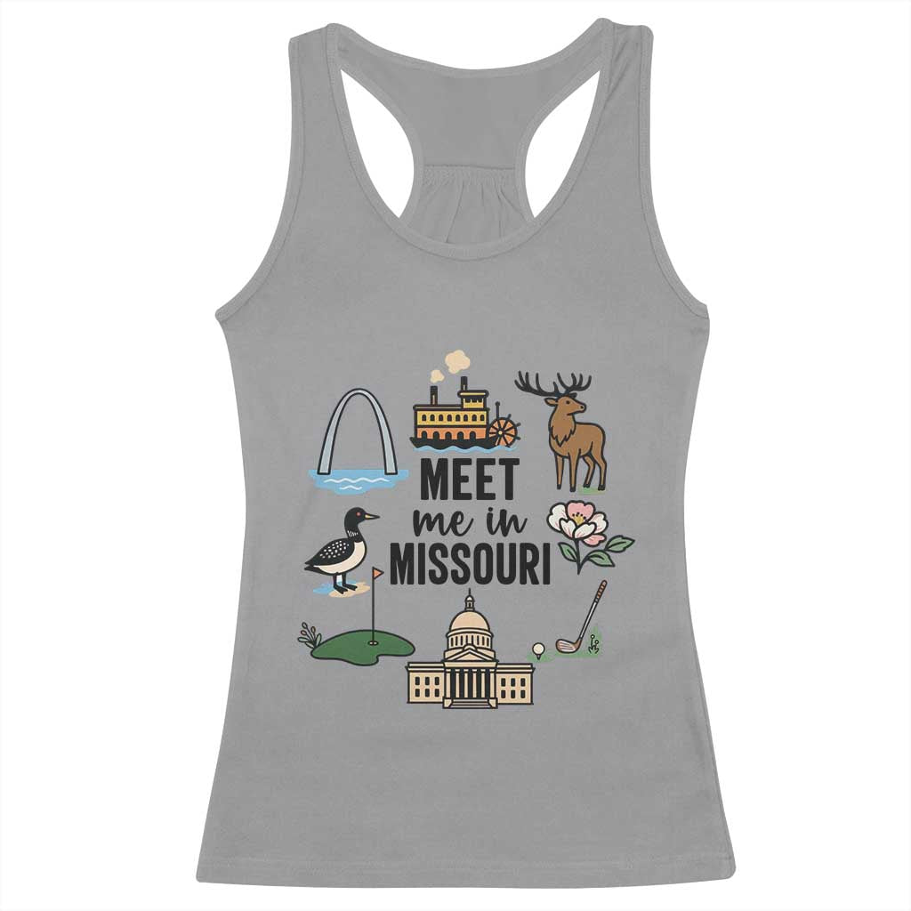 Meet Me in Missouri State Map Souvenir Racerback Tank Top