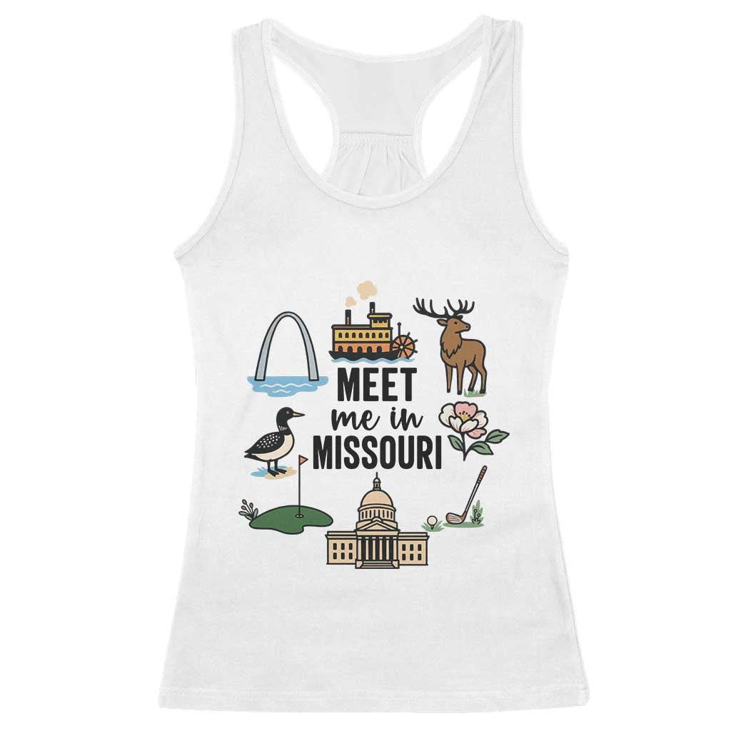 Meet Me in Missouri State Map Souvenir Racerback Tank Top