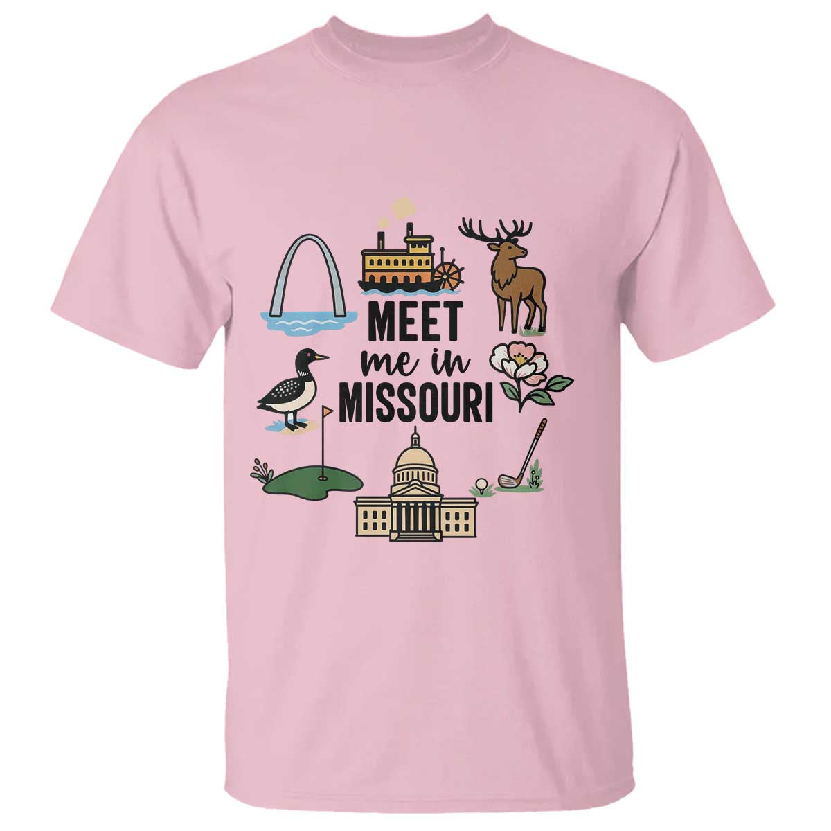 Meet Me in Missouri State Map Souvenir T Shirt