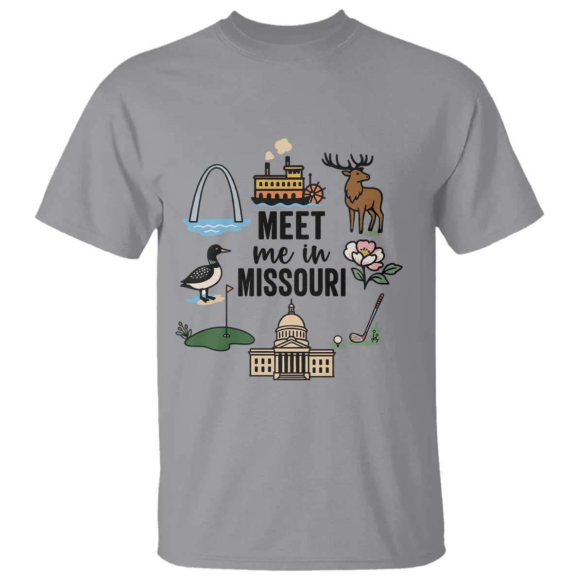 Meet Me in Missouri State Map Souvenir T Shirt