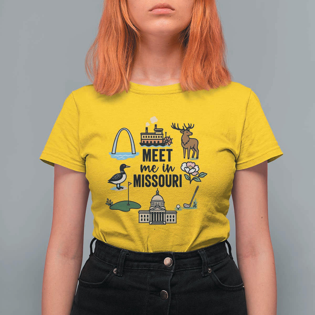 Meet Me in Missouri State Map Souvenir T Shirt For Women