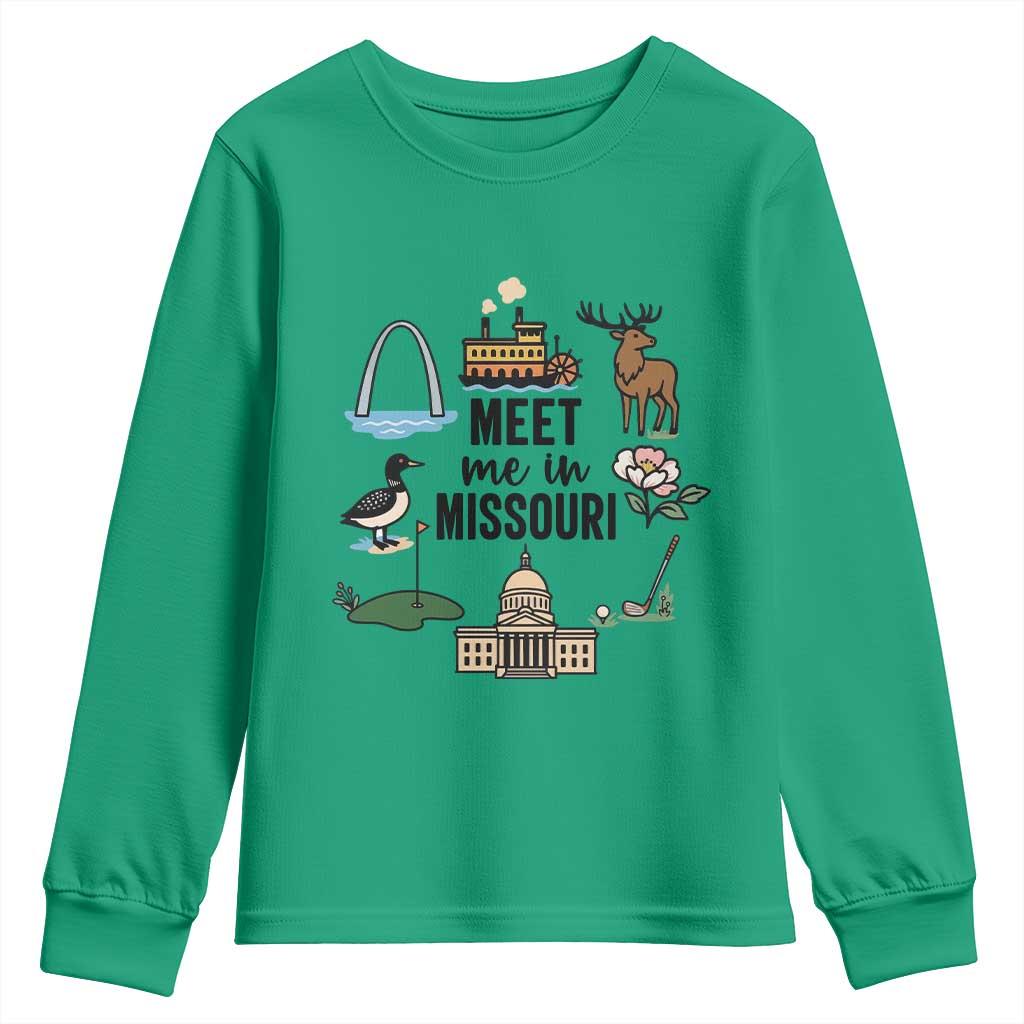 Meet Me in Missouri State Map Souvenir Youth Sweatshirt