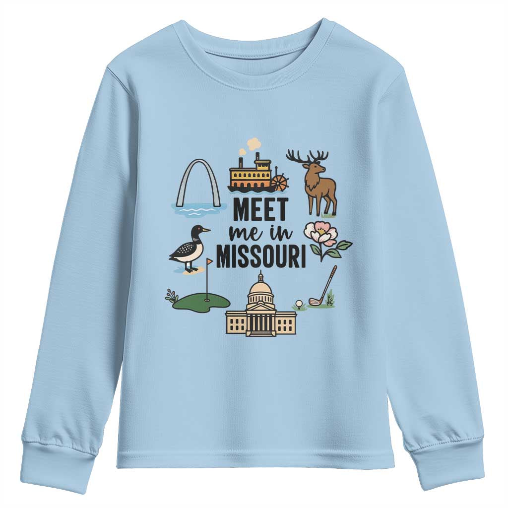 Meet Me in Missouri State Map Souvenir Youth Sweatshirt