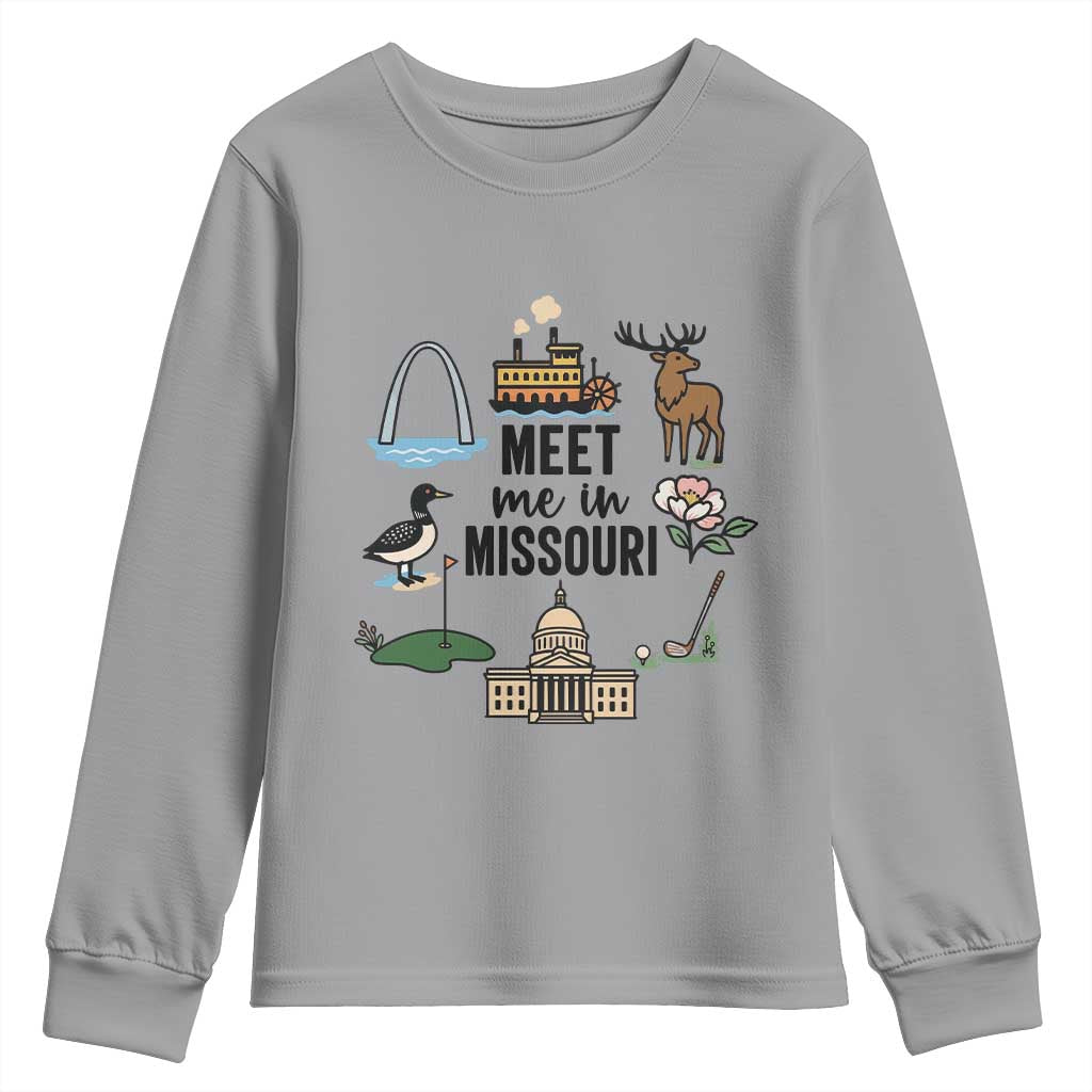 Meet Me in Missouri State Map Souvenir Youth Sweatshirt