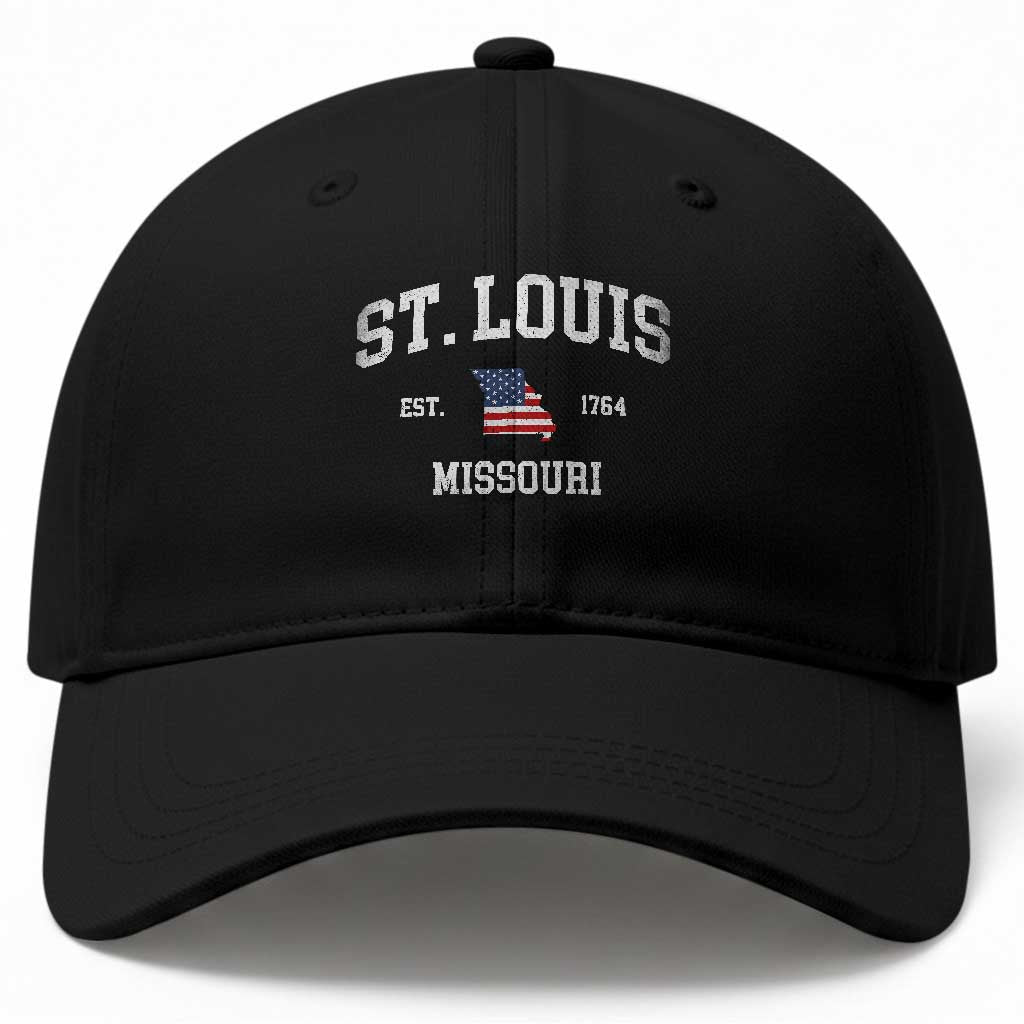 St. Louis Missouri MO Baseball Cap Vintage American Flag Missouri State