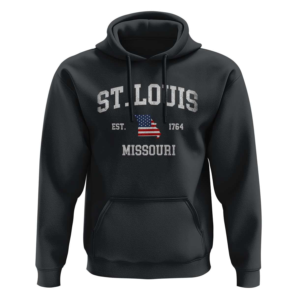 St. Louis Missouri MO Hoodie Vintage American Flag Missouri State