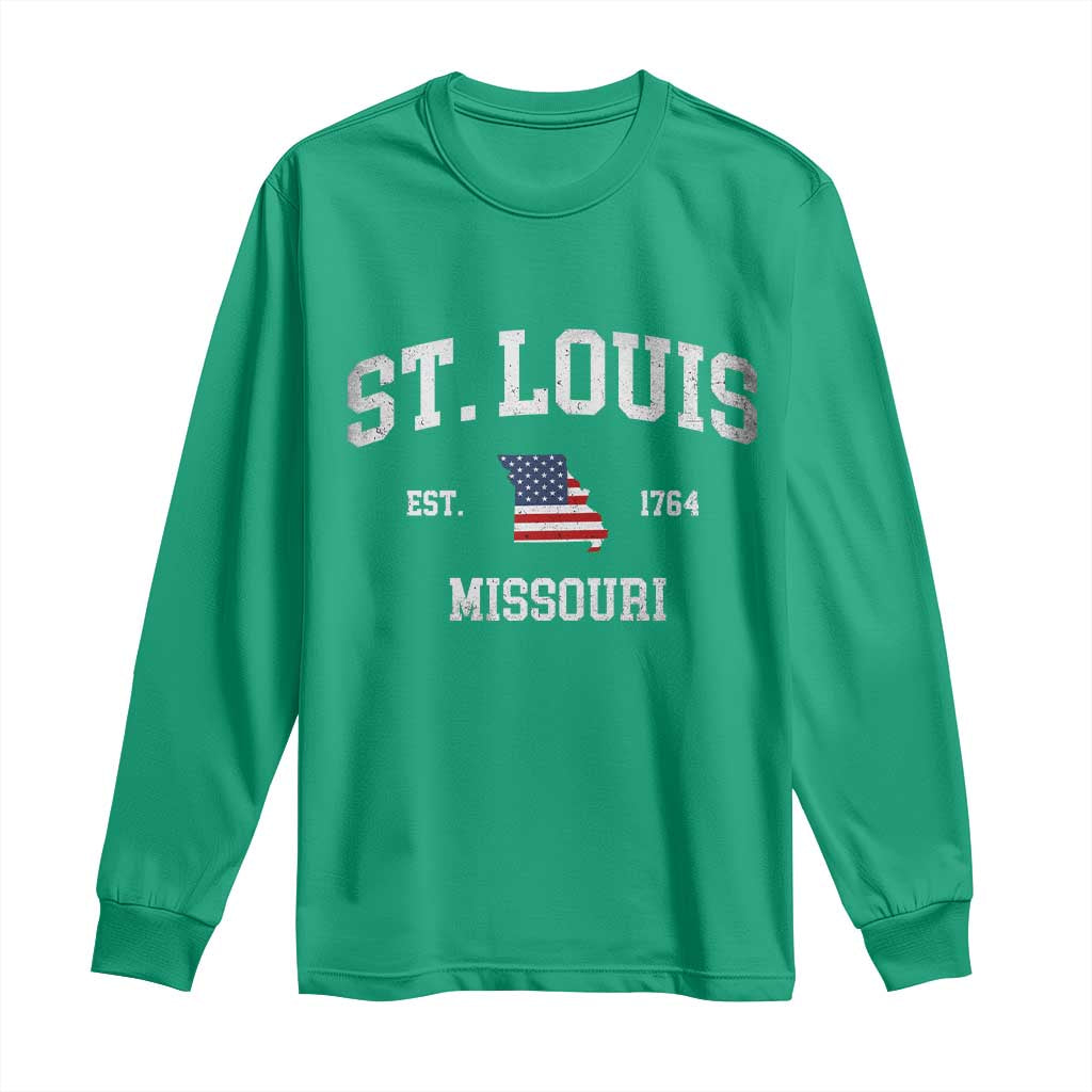 St. Louis Missouri MO Long Sleeve Shirt Vintage American Flag Missouri State