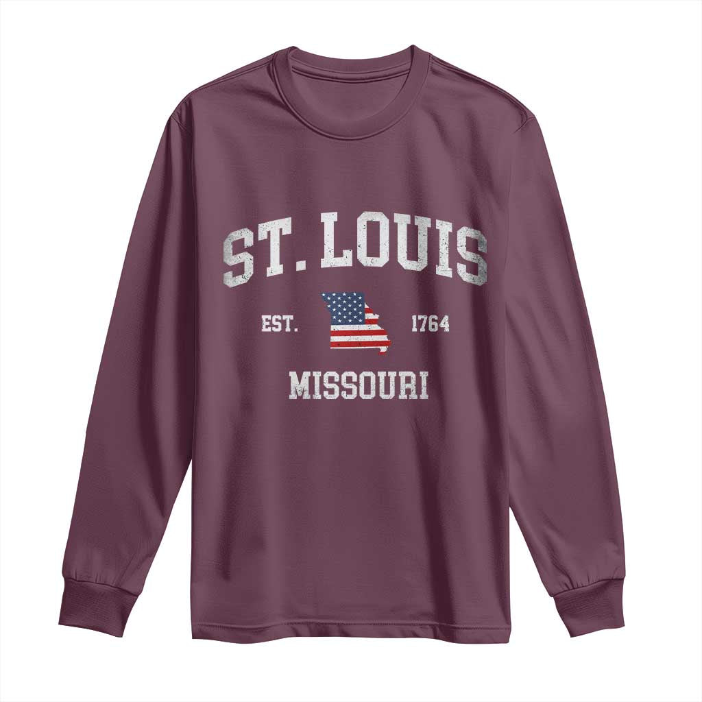St. Louis Missouri MO Long Sleeve Shirt Vintage American Flag Missouri State