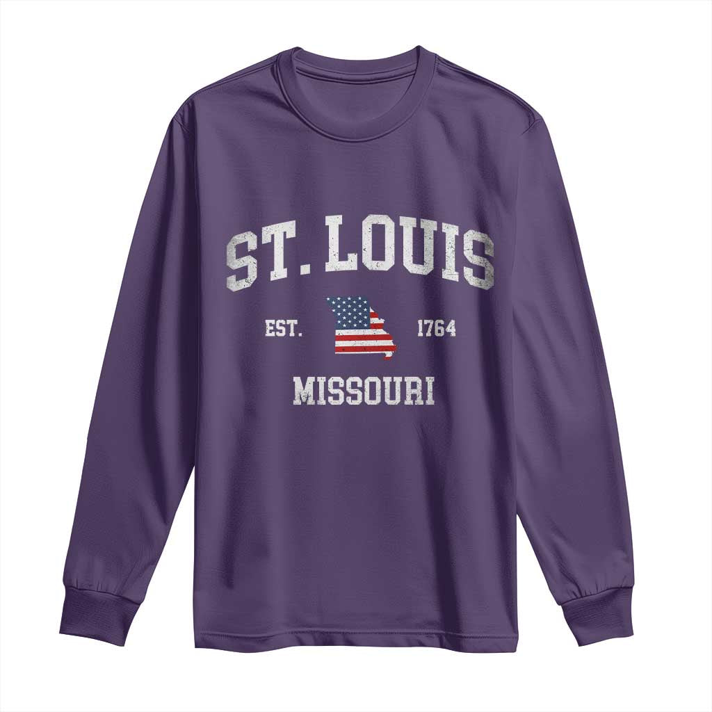 St. Louis Missouri MO Long Sleeve Shirt Vintage American Flag Missouri State