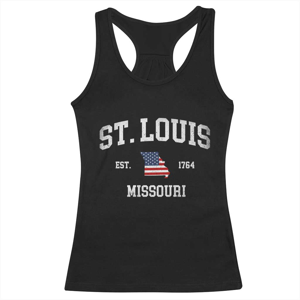 St. Louis Missouri MO Racerback Tank Top Vintage American Flag Missouri State