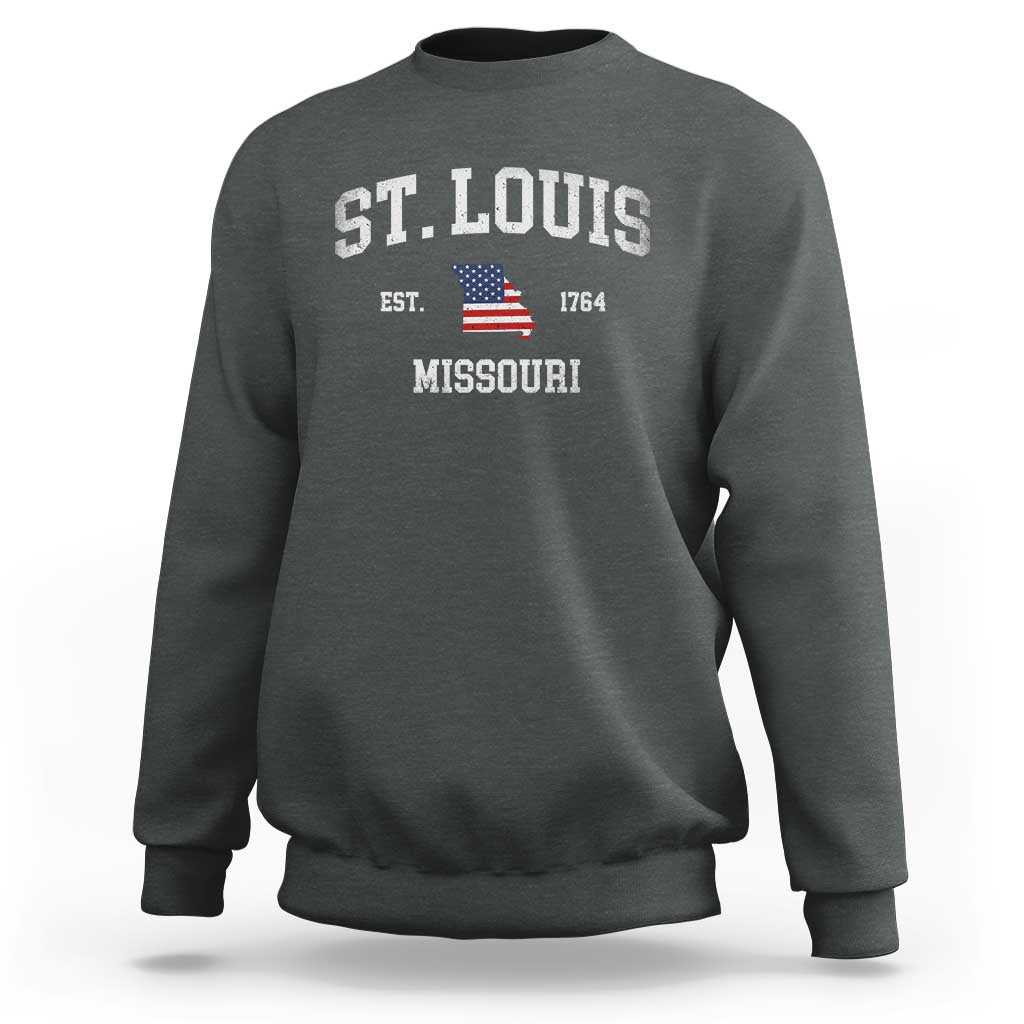 St. Louis Missouri MO Sweatshirt Vintage American Flag Missouri State