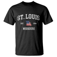 St. Louis Missouri MO T Shirt Vintage American Flag Missouri State